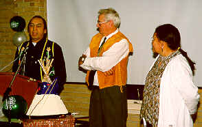 Long-time Worker with Native Peoples, Menno Wiebe enters Retirement, 1997 (28 Kb): photo by Aiden Schlichting Enns